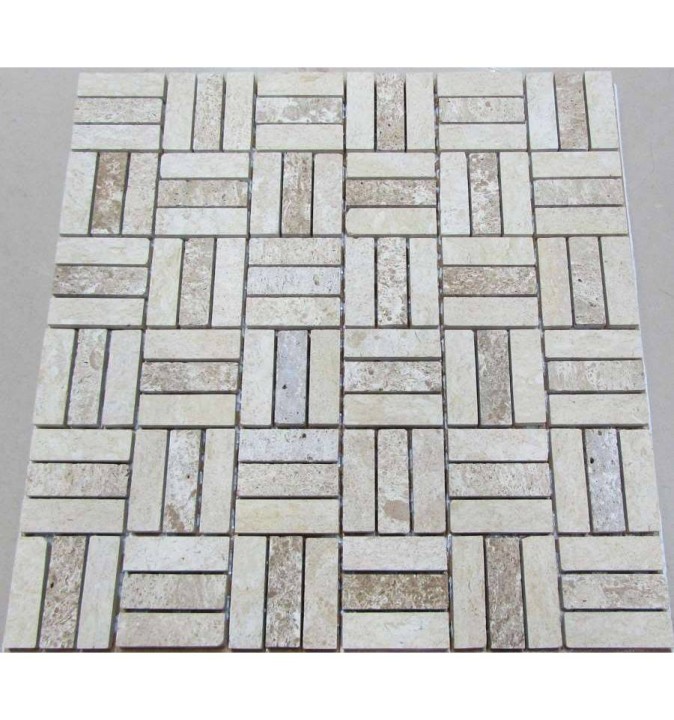 Мраморная FK Marble Classic Mosaic Мозаика из травертина шлифованная Travertine 48x15-7M — фото 2