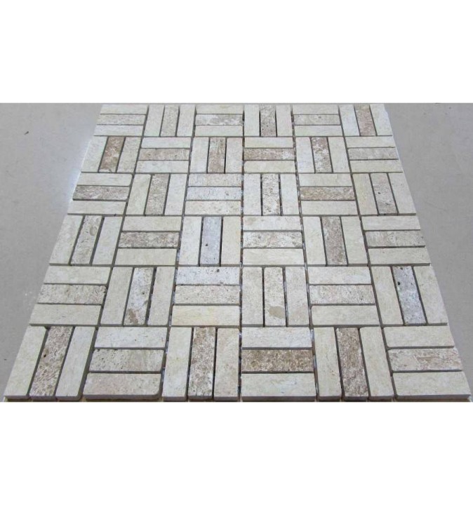 Мраморная FK Marble Classic Mosaic Мозаика из травертина шлифованная Travertine 48x15-7M — фото 3