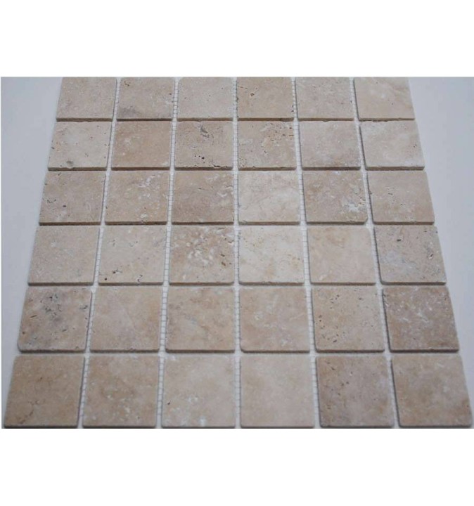 Мраморная FK Marble Classic Mosaic Мозаика из травертина состаренная Light Travertine 48-4T 30x30 — фото 2