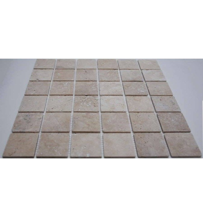 Мраморная FK Marble Classic Mosaic Мозаика из травертина состаренная Light Travertine 48-4T 30x30 — фото 3