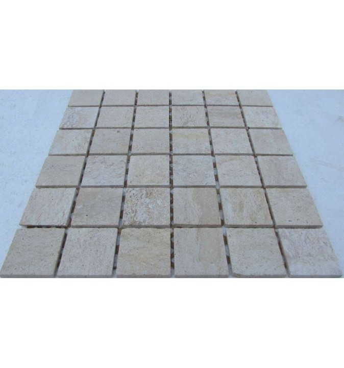 Мраморная FK Marble Classic Mosaic Мозаика из травертина состаренная Travertine 48-7T 30x30 — фото 3
