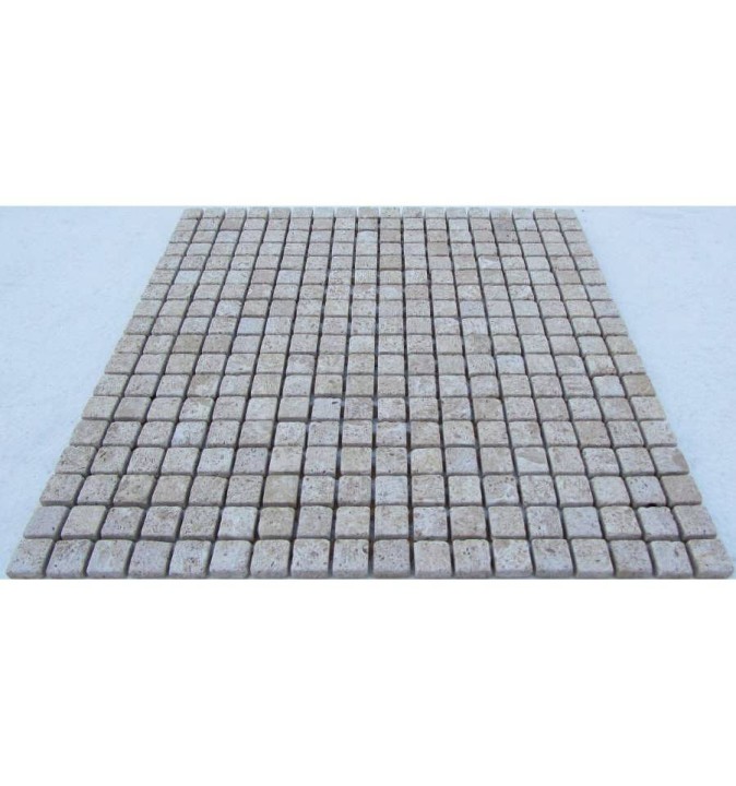 Мраморная FK Marble Classic Mosaic Мозаика из травертина состаренная Travertine Latte 15-7T 30x30 — фото 3