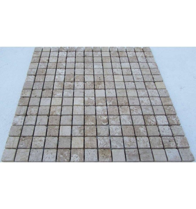 Мраморная FK Marble Classic Mosaic Мозаика из травертина состаренная Travertine Latte 20-7T 30x30 — фото 3