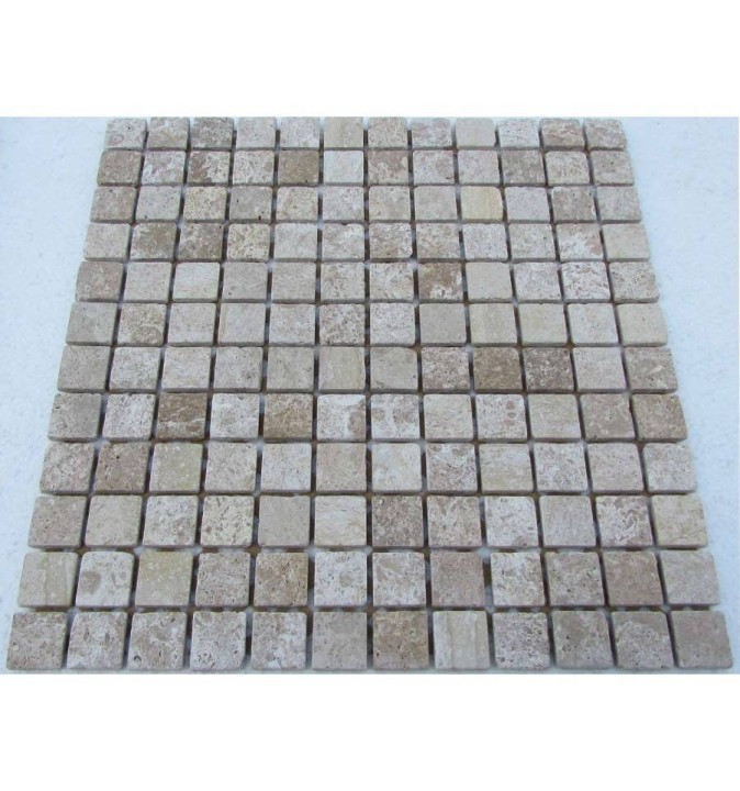 Мраморная FK Marble Classic Mosaic Мозаика из травертина состаренная Travertine Latte 23-7T 30x30 — фото 2