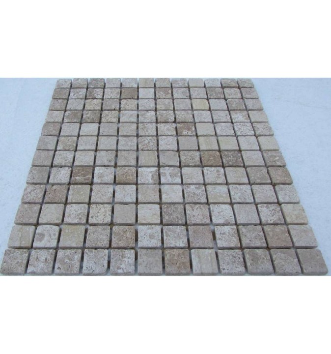 Мраморная FK Marble Classic Mosaic Мозаика из травертина состаренная Travertine Latte 23-7T 30x30 — фото 3