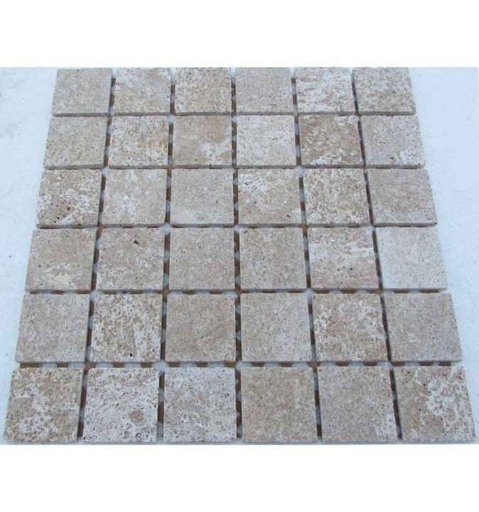 Мраморная FK Marble Classic Mosaic Мозаика из травертина состаренная Travertine Latte 48-7T 30x30 — фото 2