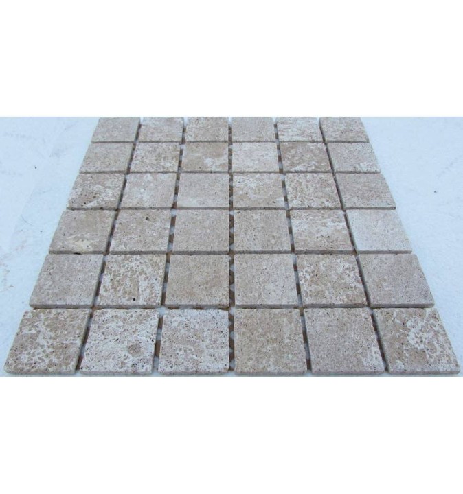 Мраморная FK Marble Classic Mosaic Мозаика из травертина состаренная Travertine Latte 48-7T 30x30 — фото 3