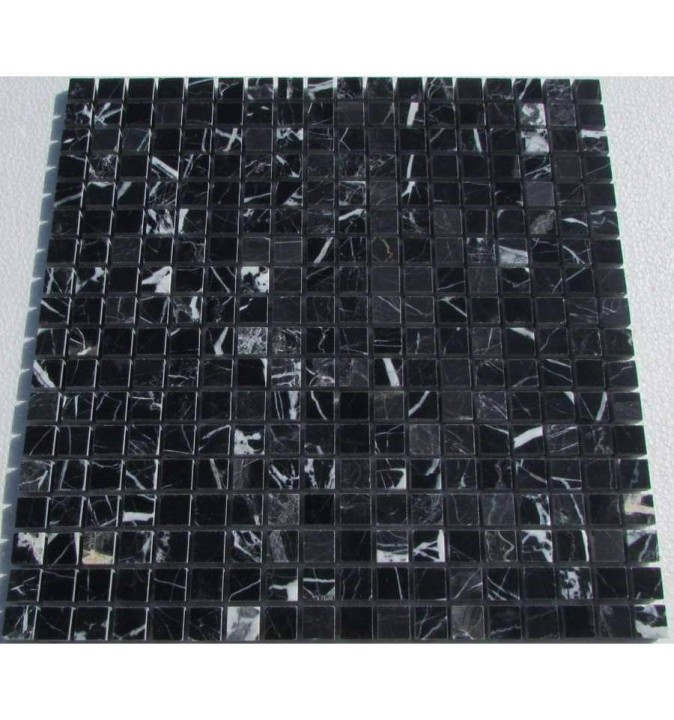 FK Marble Classic Mosaic Мраморная полированная мозаика M081-15-8P Nero Marquina 30x30 — фото 2
