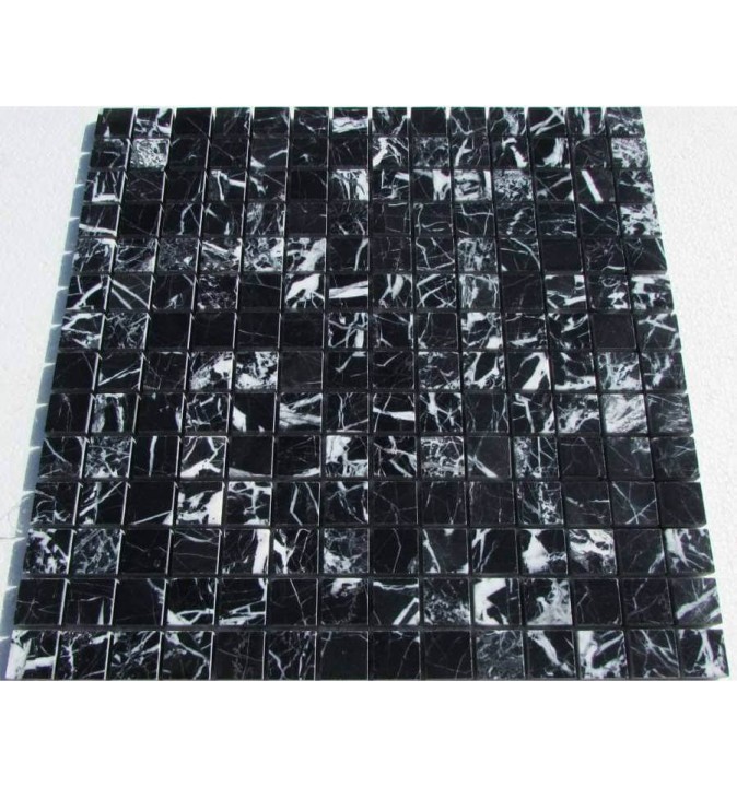 FK Marble Classic Mosaic Мраморная полированная мозаика M081-20-8P Nero Marquina 30x30 — фото 2