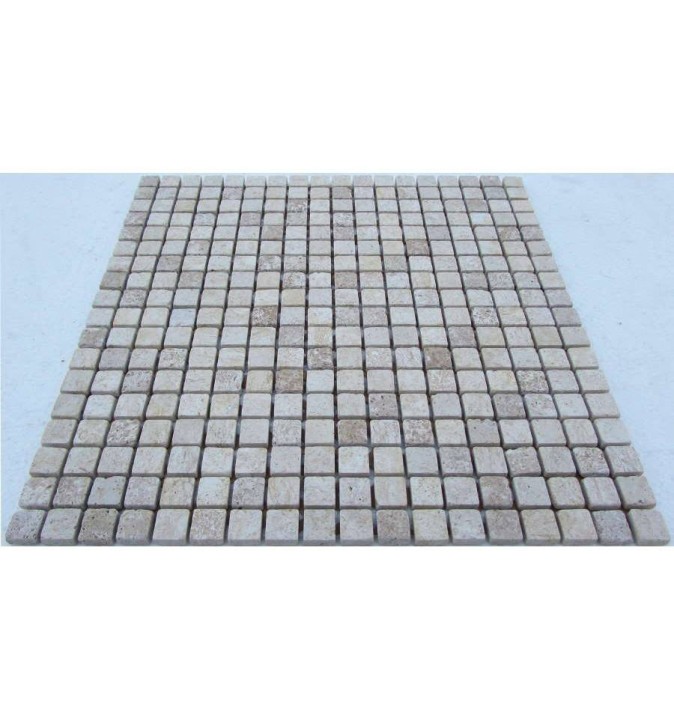 Мраморная FK Marble Mix Mosaic Мозаика из травертина состаренная Travertine Mix 15-7T 30x30 — фото 3