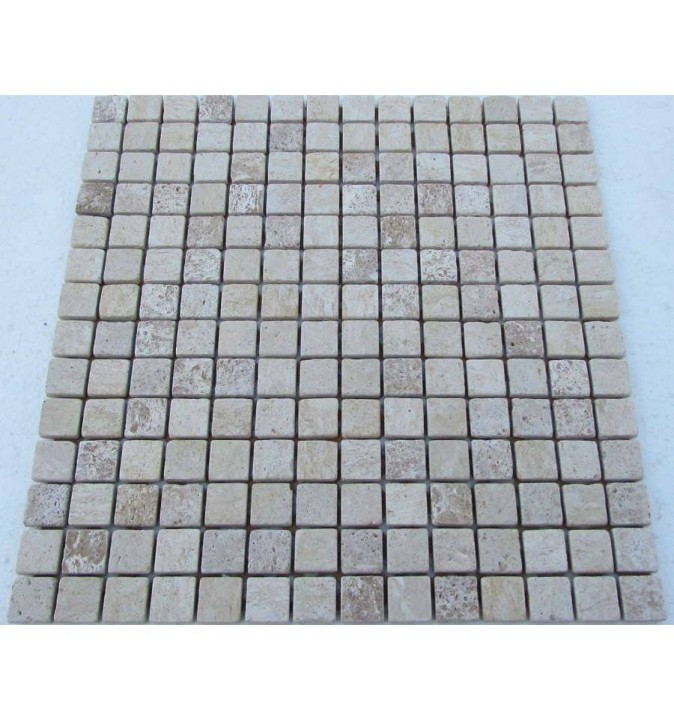Мраморная FK Marble Mix Mosaic Мозаика из травертина состаренная Travertine Mix 20-7T 30x30 — фото 2