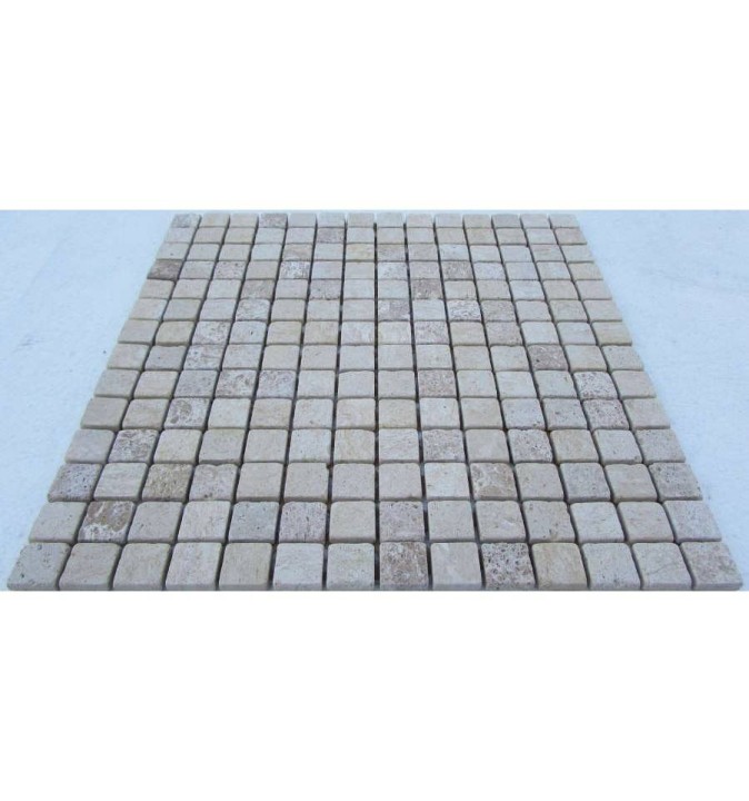 Мраморная FK Marble Mix Mosaic Мозаика из травертина состаренная Travertine Mix 20-7T 30x30 — фото 3