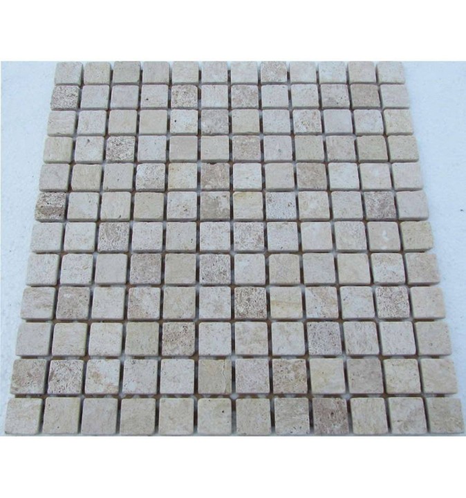 Мраморная FK Marble Mix Mosaic Мозаика из травертина состаренная Travertine Mix 23-7T 30x30 — фото 2