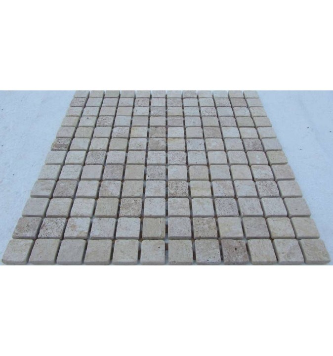 Мраморная FK Marble Mix Mosaic Мозаика из травертина состаренная Travertine Mix 23-7T 30x30 — фото 3