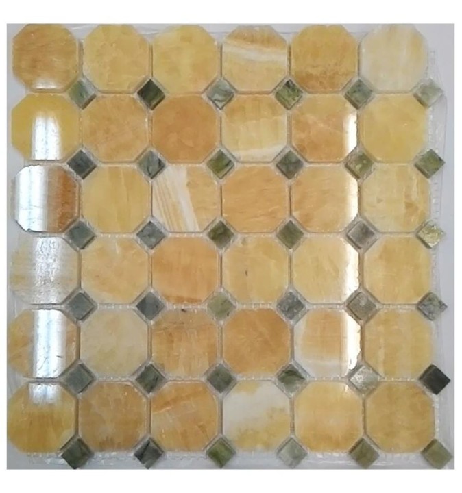 Мраморная FK Marble Octagon Мозаика восьмиугольная со вставками M073+M068-BP 30,5х30,5