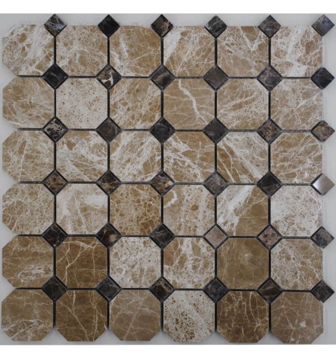 FK Marble Octagon Мраморная полированная мозаика M036+M022-BP 30x30