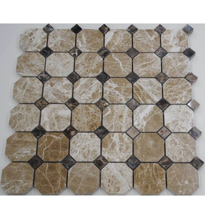 FK Marble Octagon Мраморная полированная мозаика M036+M022-BP 30x30 — фото 2