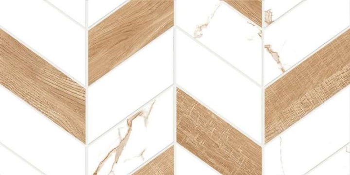 Матовый Global Tile Плитка настенная Marmaris Белая геометрия 25х50 — фото 2