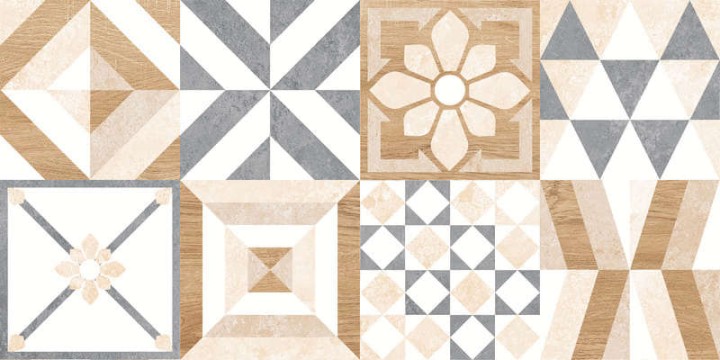 Матовый Global Tile Плитка настенная Marmaris Белая пэчворк 25х50 — фото 2