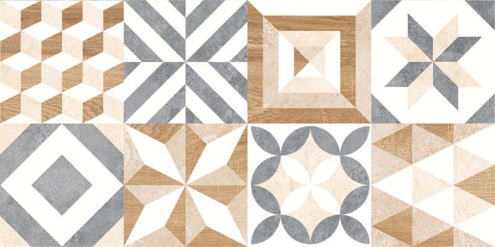 Матовый Global Tile Плитка настенная Marmaris Белая пэчворк 25х50 — фото 3