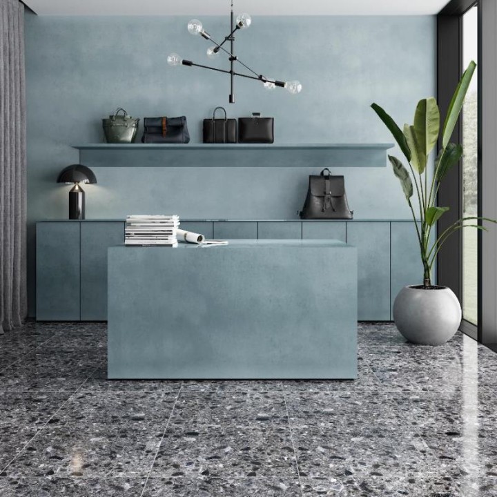 Керамогранитные Kerranova Terrazzo Ступень K-333/MR/st01 Dark Grey 29,4х60 — фото 2