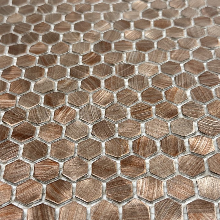 Металлическая Marble Mosaic Мозаика Aluminium Hexagon Rose Gold 30х30 — фото 2