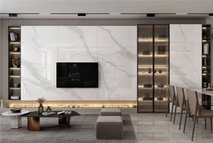 Полированный Marble Mosaic Керамогранит Calacatta Infinity Pol (рисунок соединяется до бесконечности A+B+C+D+E+F) 90х180 — фото 3