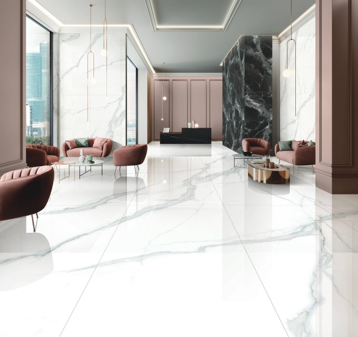 Полированный Marble Mosaic Керамогранит Calacatta Infinity Pol (рисунок соединяется до бесконечности A+B+C+D+E+F) 90х180 — фото 6