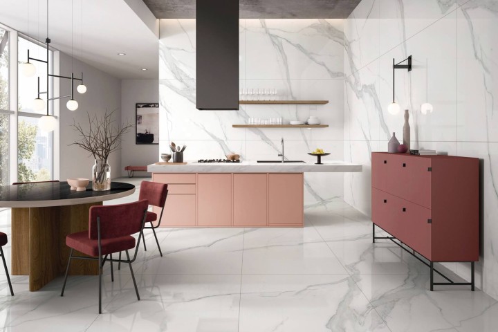 Полированный Marble Mosaic Керамогранит Calacatta Infinity Pol (рисунок соединяется до бесконечности A+B+C+D+E+F) 90х180 — фото 9