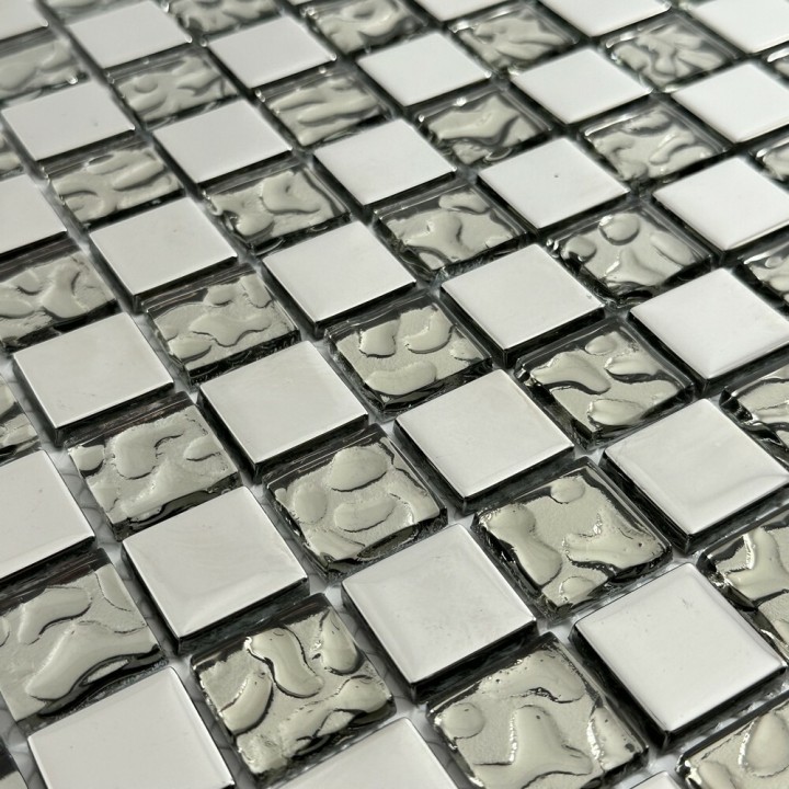 Керамическая Marble Mosaic Glass Мозаика Chic Silver 30х30 — фото 2