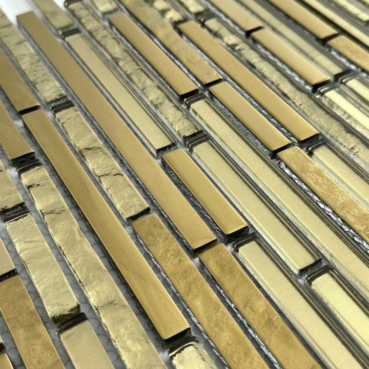 Керамическая Marble Mosaic Glass Мозаика Golden Stripes 30х30 — фото 3