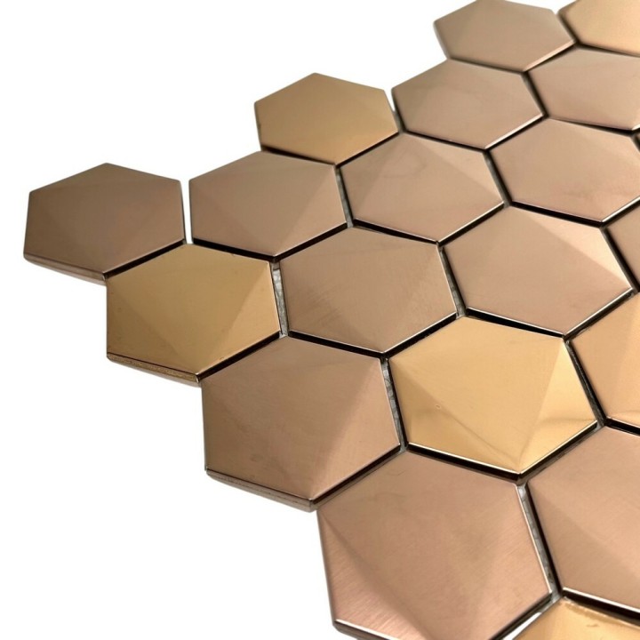 Керамическая Marble Mosaic Stainless Steel Мозаика Hexagon Mix Cooper 30х30 — фото 2