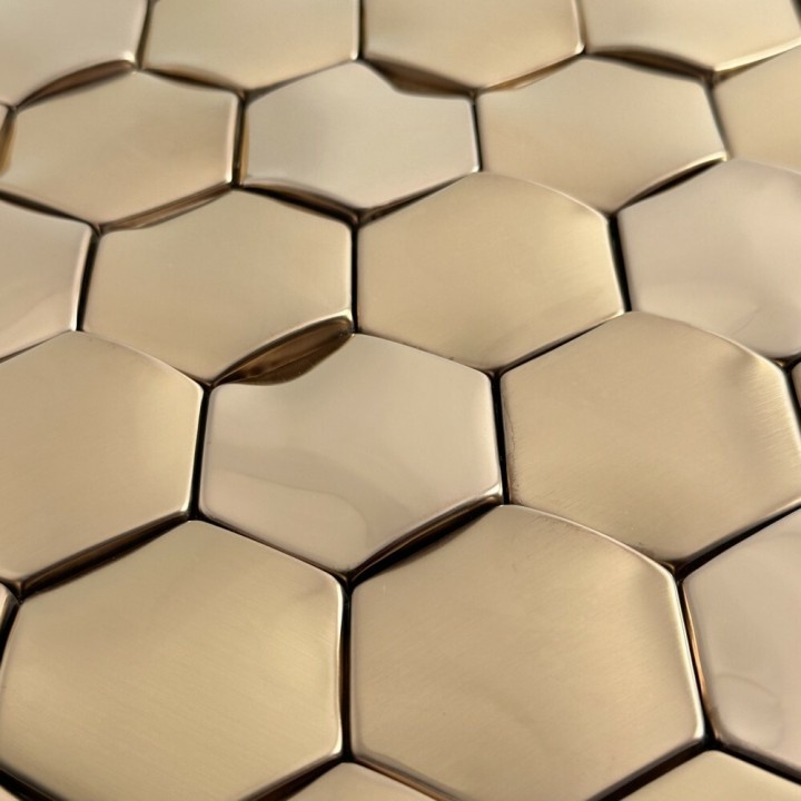Керамическая Marble Mosaic Stainless Steel Мозаика Original Hex Cooper 30х30 — фото 3