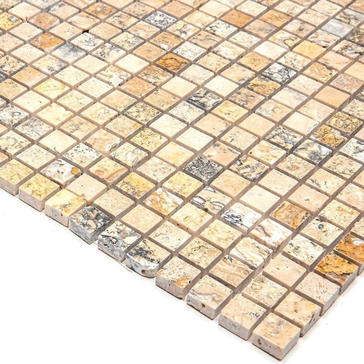 Мраморная Natural Mosaic Adriatica Мозаика Травертин полированная 7M091-15P чип 15x15 — фото 2
