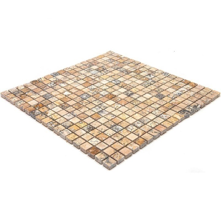 Мраморная Natural Mosaic Adriatica Мозаика Травертин полированная 7M091-15P чип 15x15 — фото 4