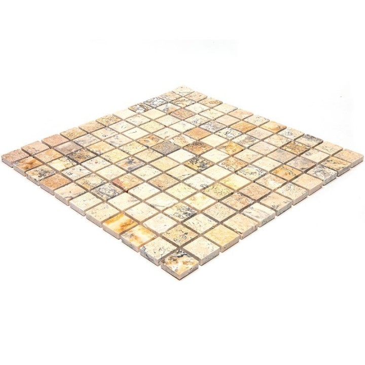 Мраморная Natural Mosaic Adriatica Мозаика Травертин полированная 7M091-25P чип 25х25 — фото 4