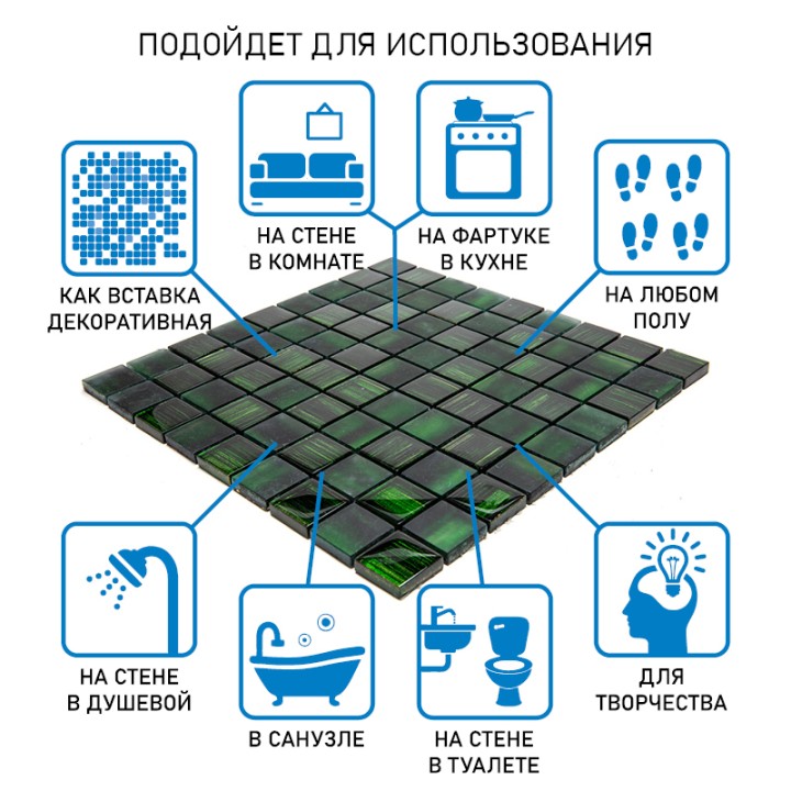 Стеклянная Natural Mosaic Art-deco dark Мозаика Стекло микс JP-308 чип 30х30 — фото 9