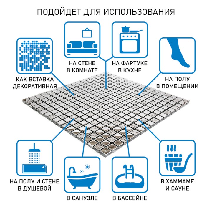 Стеклянная Natural Mosaic Hi-Tech Мозаика Стекло микс HTC-001-15 чип 15х15 — фото 11