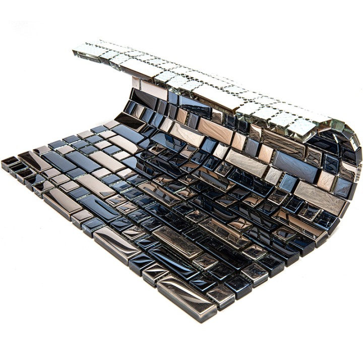 Стеклянная Natural Mosaic Hi-Tech Мозаика Стекло микс HTC-504-M чип 15х15 и 15х48 — фото 4