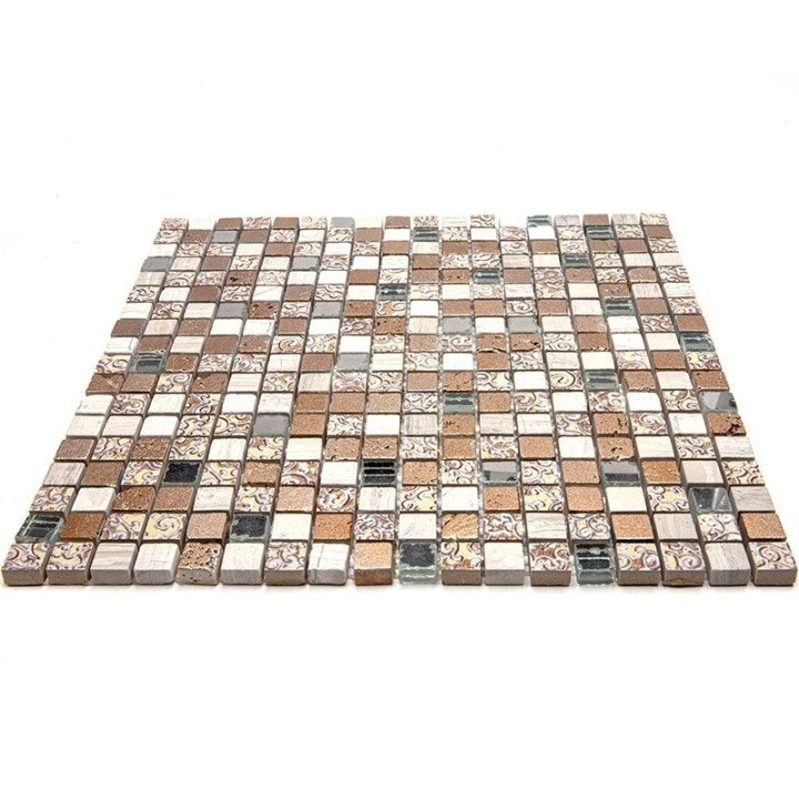 Миксы Natural Mosaic Inka Мозаика Стекло+Мрамор+Агломерат микс BDC-1501 чип 15х15 — фото 5