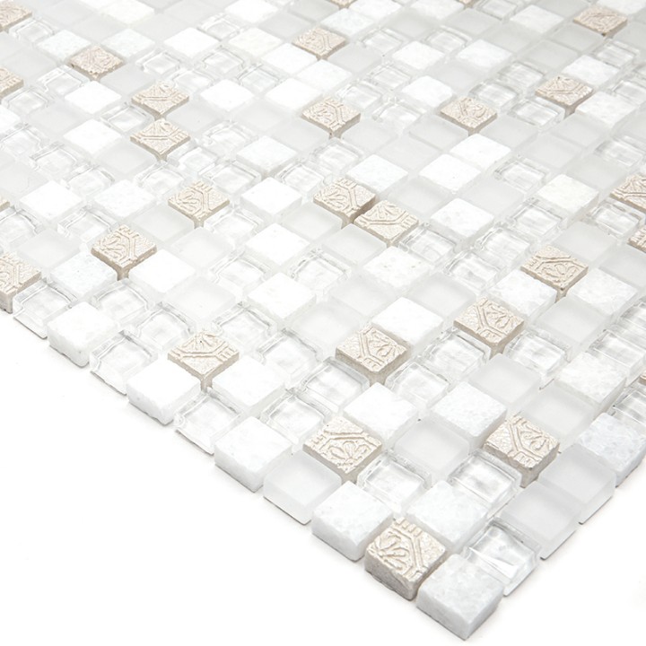 Стеклянная Natural Mosaic Inka Мозаика Стекло+Мрамор+Агломерат микс BDA-1591 чип 15х15 — фото 2