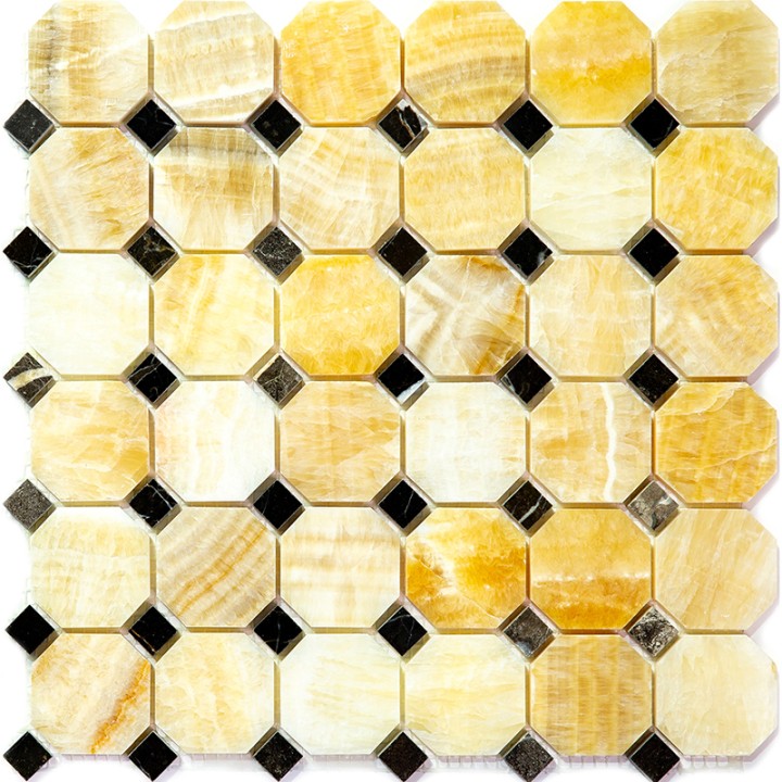 Каменная Natural Mosaic Octagon-1 Мозаика Оникс+Мрамор полированная M073+M076-BP чип 50x50+15x15