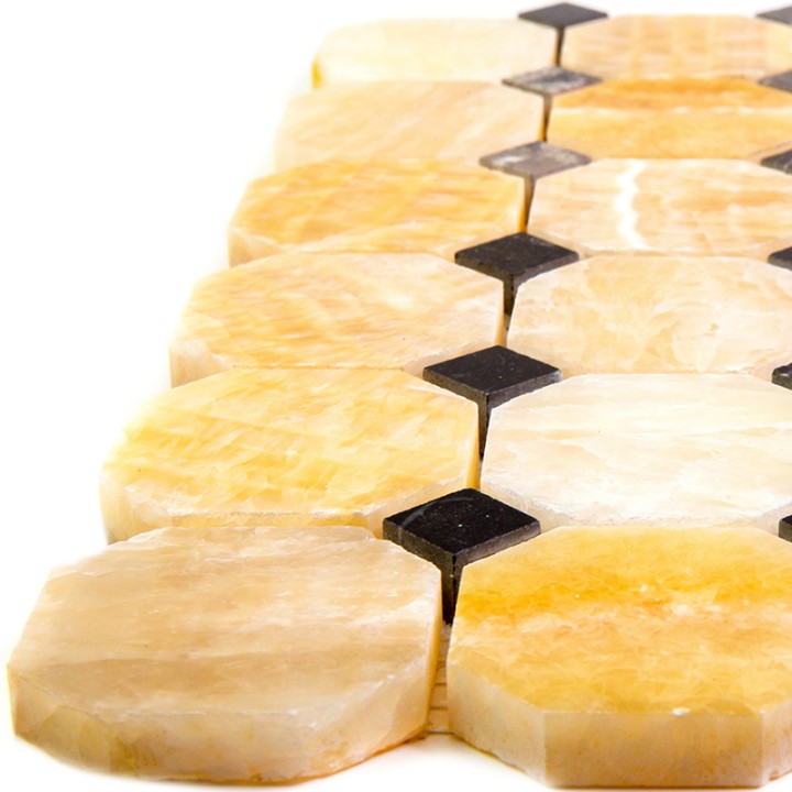 Каменная Natural Mosaic Octagon-1 Мозаика Оникс+Мрамор полированная M073+M076-BP чип 50x50+15x15 — фото 3