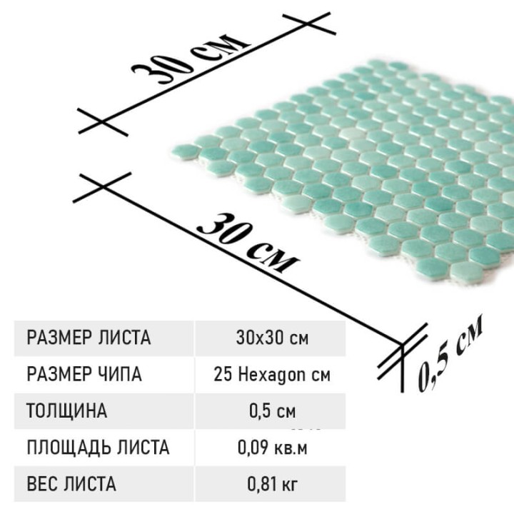 Стеклянная Natural Mosaic Steppa STP-GN008-HEX 30x30 — фото 7