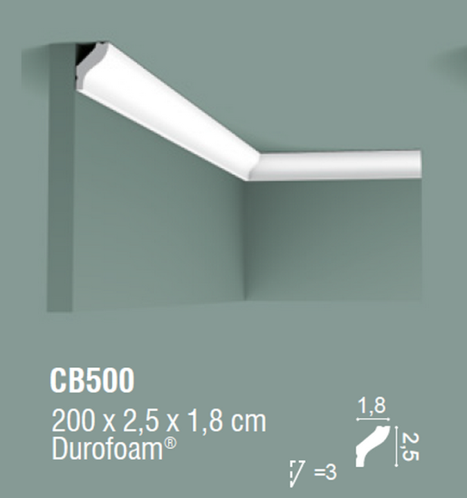 Плинтусы потолочные Orac Decor Durofoam CB500N карниз полистирол 2000х25х18 мм. — фото 2