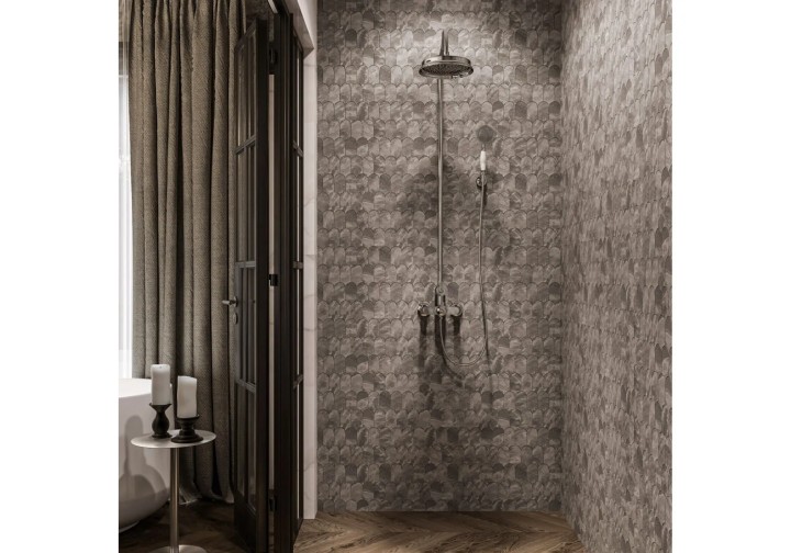 Каменная Stone Мозаика Orro mosaic Asti Gray 26х31.5, чип 50.8х103 чешуя — фото 2