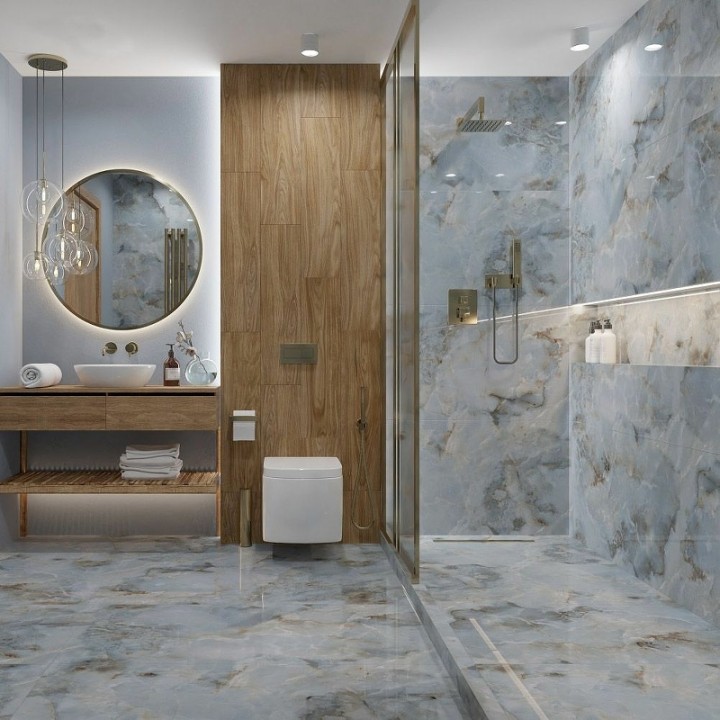 Полированный Керамогранит Royce Tile Azure Onyx Polished R_PR2012 60х120 см — фото 6