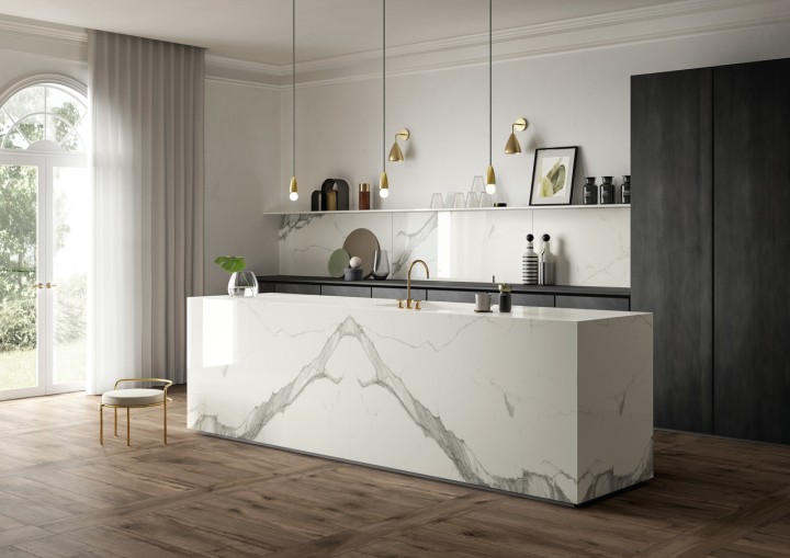 Полированный SapienStone Керамогранит Bianco Lasa Polished 12mm 75х320 — фото 14