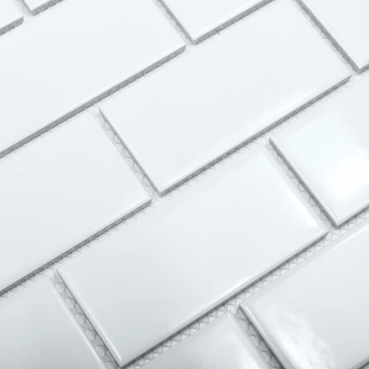 Керамическая Starmosaic Brick   Metro Мозаика Star Mosaic A32000/A1001G / С0002900 Brick White 29.1х29.5, чип 45х95 мм прямоугольный — фото 2