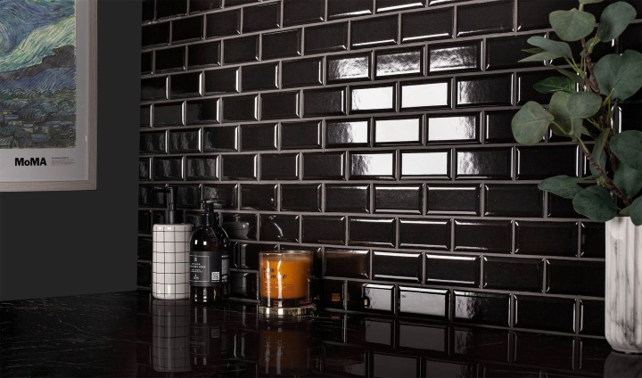 Starmosaic Керамическая мозаика Metro Black Glossy 45х95 (AM84445) 28,8х29,4 — фото 2